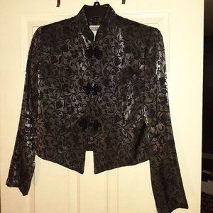 Jessica Howard Womens Black Silver Flower Jacket 8